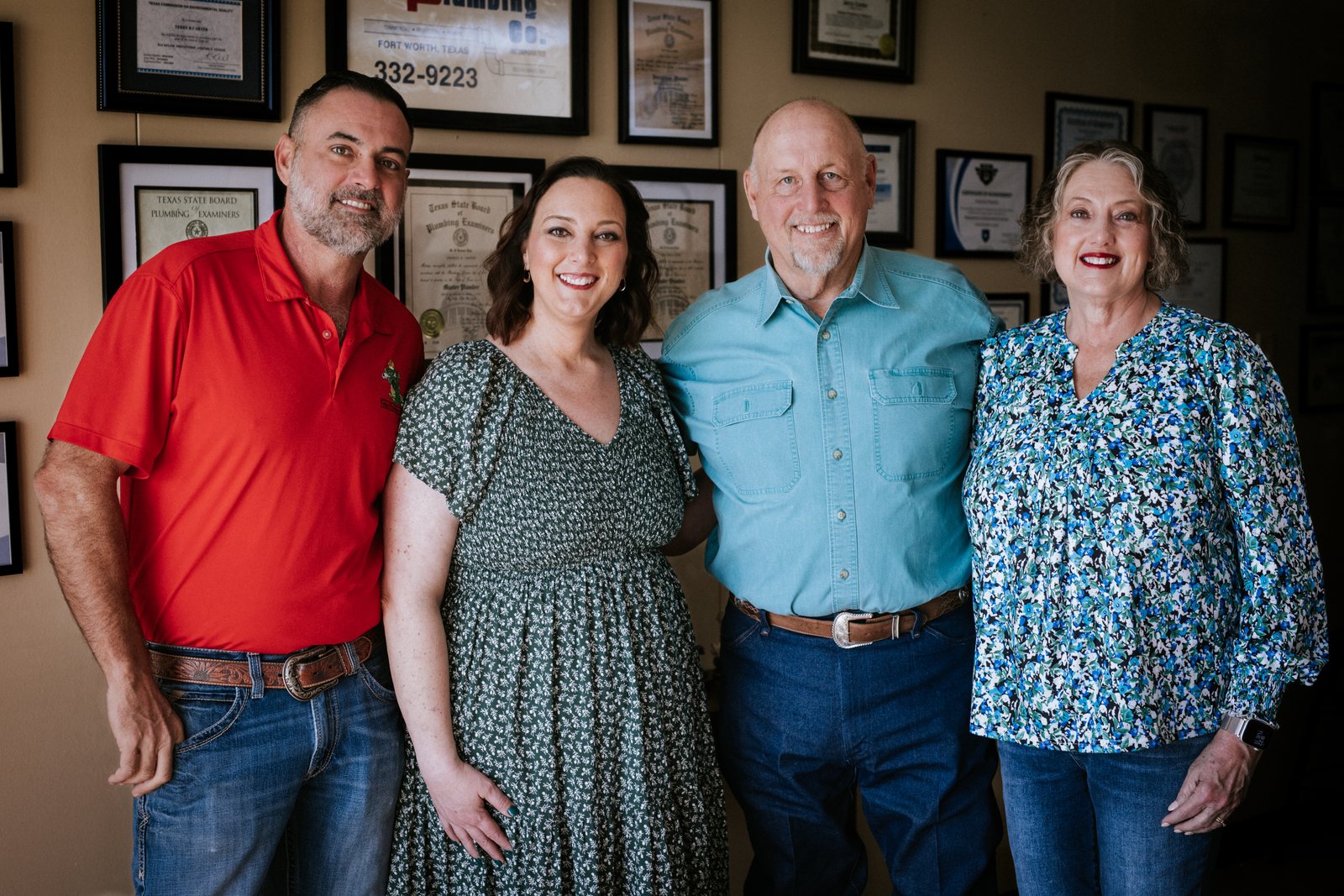 The Carter family leadership of Tioga Plumbing in the Hurst office