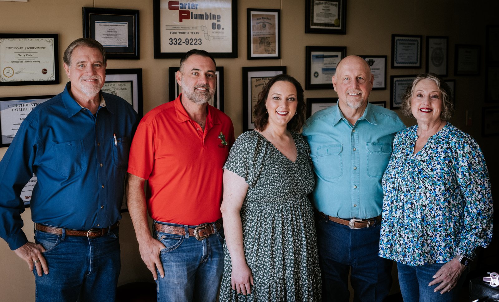 Tioga Plumbing leadership team in the Hurst office