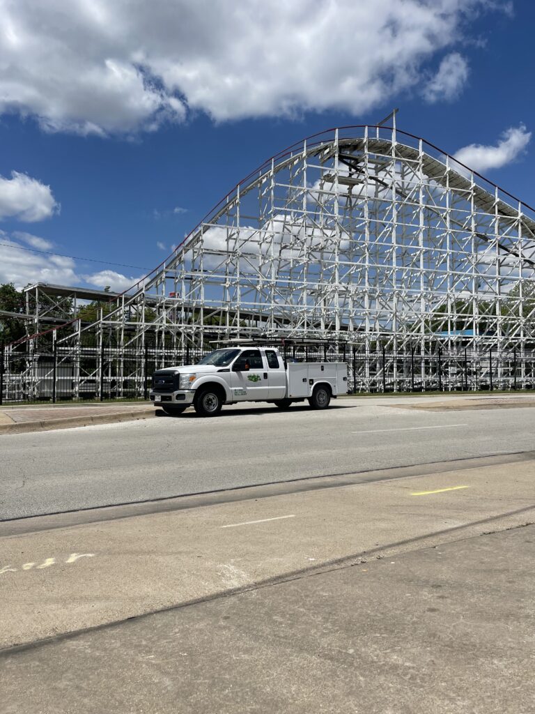 Six Flags in Arlington Texas and one of the Tioga Trucks