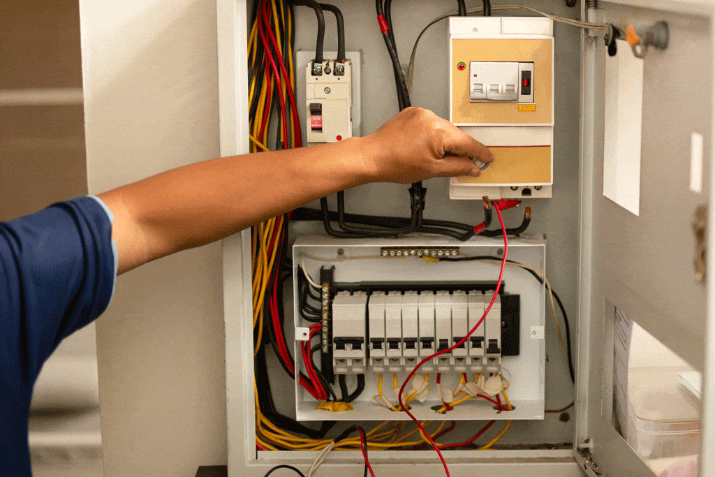 electrician checking voltage | electrical service euless tx bedford tx 