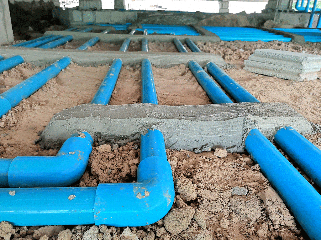 multiple blue water pipes | water line repair bedford tx hurst tx arlington tx 